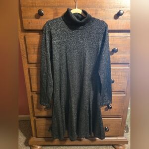 Calvin Klien Sparkly Black Turtleneck Swing Dress Size XL